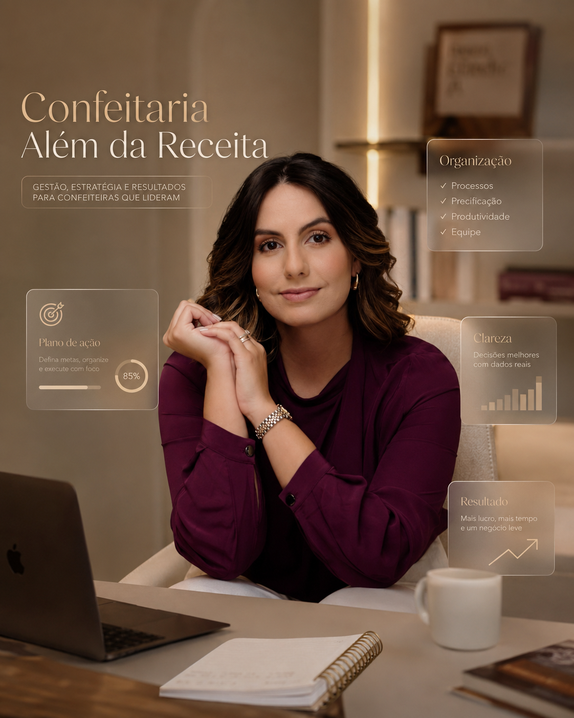 Débora Vasconcelos apresentando organização e gestão para confeiteiras